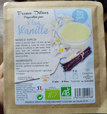 Préparation pour Flan Vanille Bio