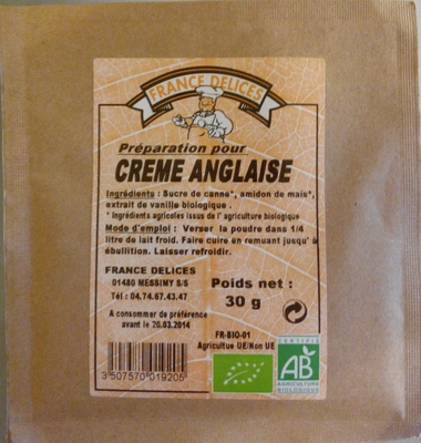 Préparation pour crème anglaise