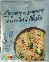 Linguine au saumon et au Colin et d'Alaska épinards et brocolis