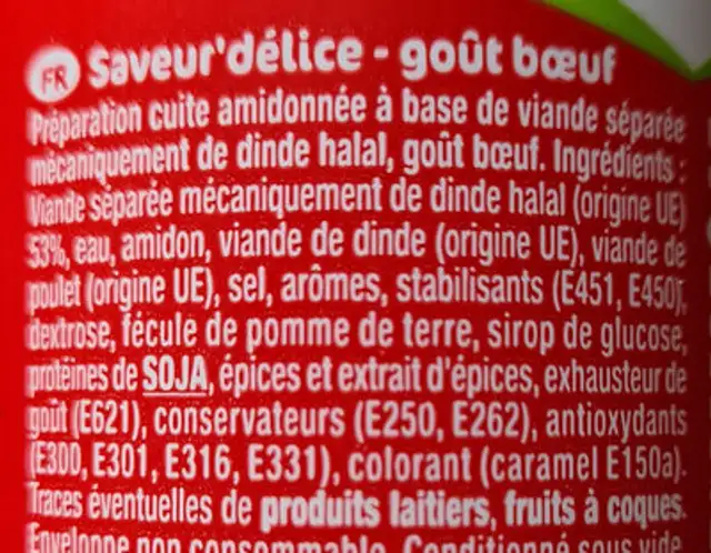 Cacahir goût boeuf ingredients label