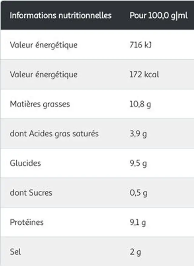 Cacahir goût boeuf nutrition facts table