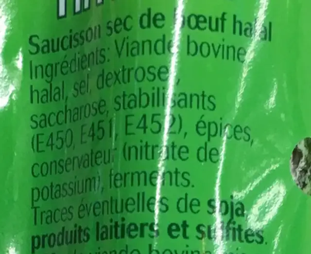 Le Sec Pur Boeuf Nature ingredients label