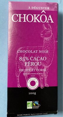 Chocolat noir 85% cacao Pérou front packaging