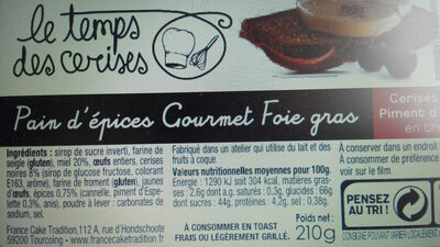 Pain D'épices Gourmet Cerises Noires Et Noix front packaging