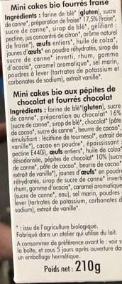 Mini cakes fourrés ingredients label