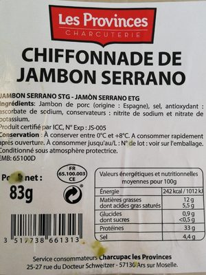 Chiffonnade de jambon serrano
