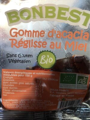 Gomme acacia reglisse au miel