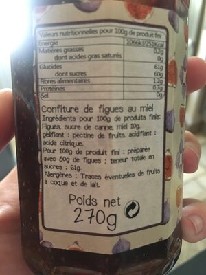 Confiture de figues au miel ingredients label