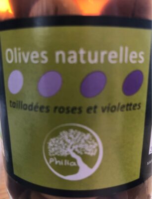 Olives naturelles tailladees roses et violettes
