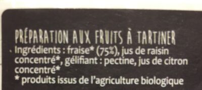 Infini fruit fraise ingredients label