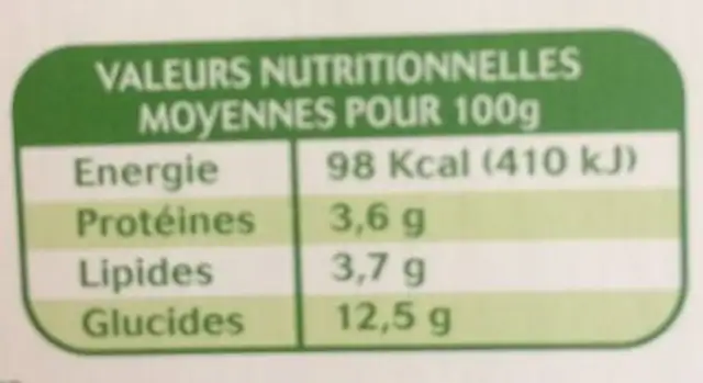 Yaourt au lait de chèvre sur lit de myrtilles nutrition facts table
