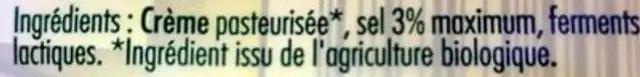 Beurre Moulé Biologique Demi-Sel ingredients label