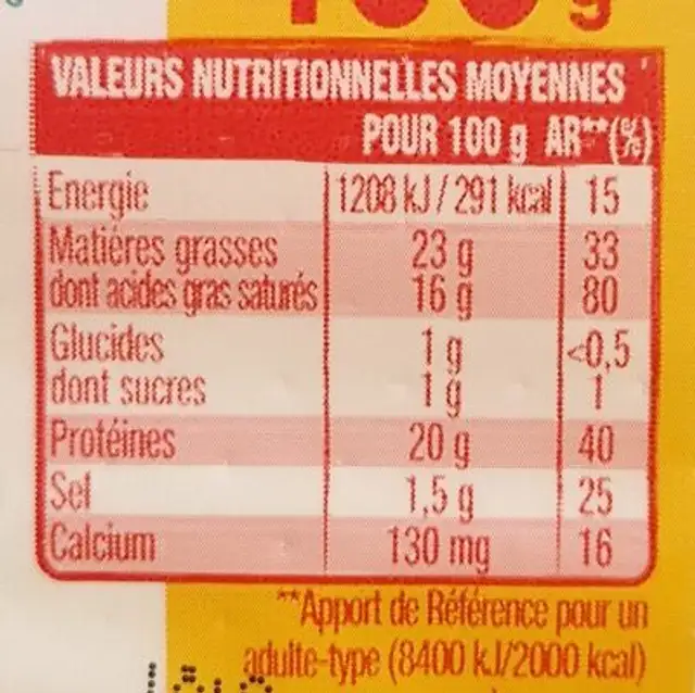 La bûche de chèvre Maxi Format nutrition facts table
