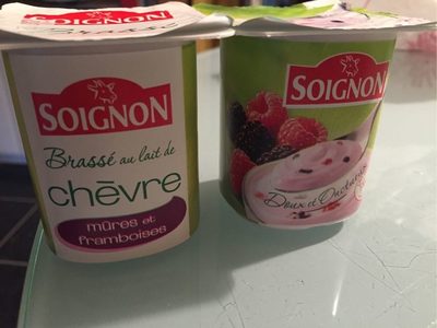 Yaourt brassé au lait de chèvre mûres et framboises