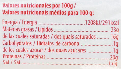 Duo Rulo de Cabra y Vaca nutrition facts table