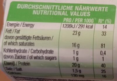 Ziegenkäse Rolle Bio nutrition facts table