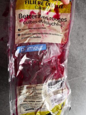 Betteraves rouges cuites et épluchées front packaging
