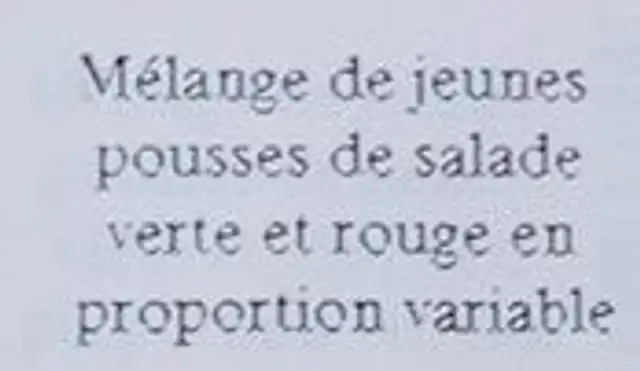 JEUNES POUSSES bio ingredients label