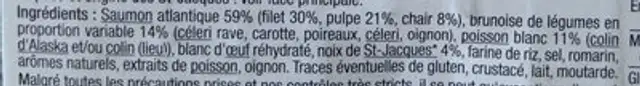 Rôti farci au saumon et Saint Jacques* ingredients label