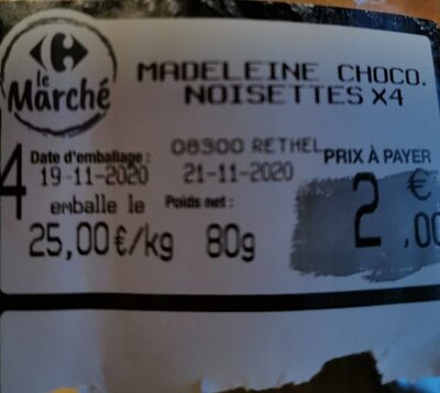 Madeleines choco noisettes