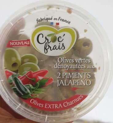 Olives vertes dénoyautées aux 2 piments jalapeno