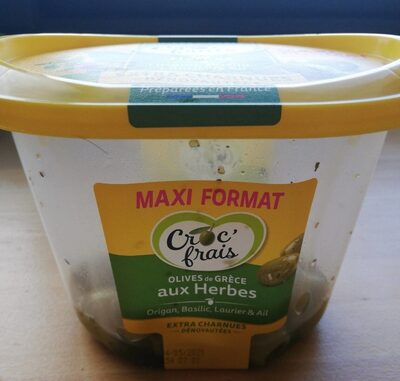 Olives aux herbes front packaging