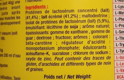 Lean gainer ingredients label