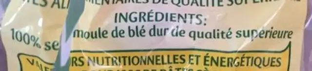 Macaroni ingredients label