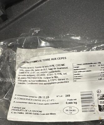 Gratin de pomme de terre aux cèpes