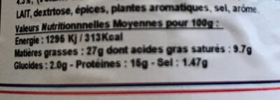 Terrine au marc de gewurzt nutrition facts table