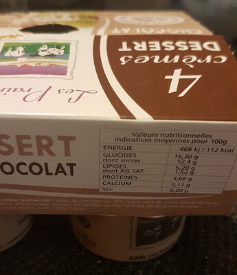 Les Prairies de la Gartempe creme dessert chocolat x4