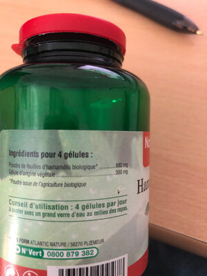 Hammamelis bio ingredients label