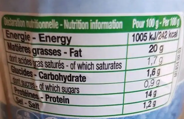 MELI-MELO POISSON AU BASILIC nutrition facts table