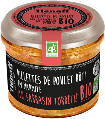 Rillettes de poulet roti au sarrasin torréfié front packaging