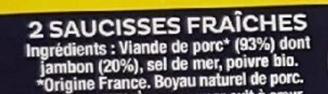 La Saucisse Nature ingredients label