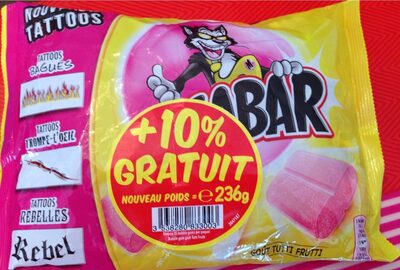 Bubble Gum Tutti Frutti Malabar, 214G +10% Gratuit