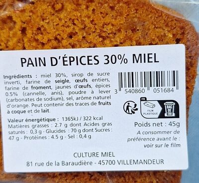 Pain d'Epices 30% Miel