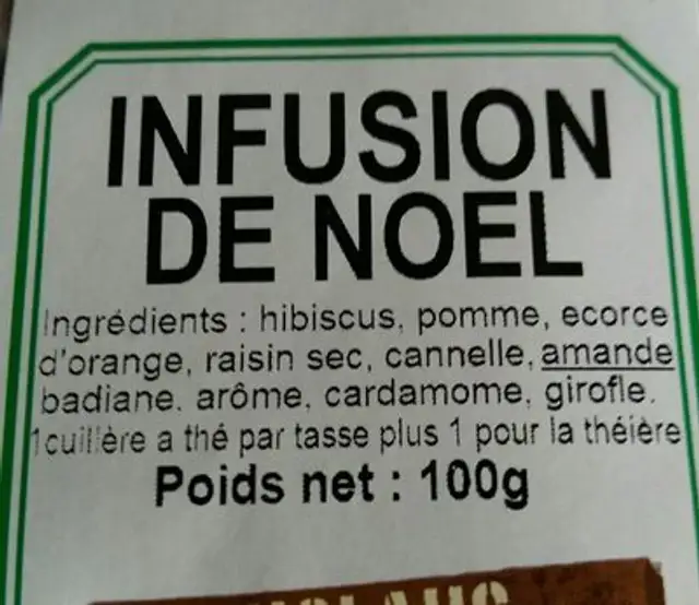 Infusion de Noël ingredients label