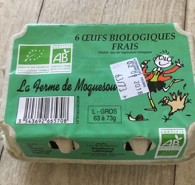 6 oeufs biologiques frais front packaging