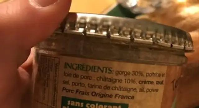 Terrine de porc ingredients label