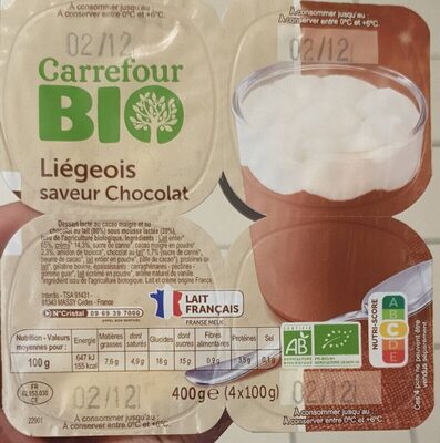 liegeois saveur chocolat bio front packaging
