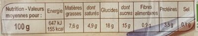 liegeois saveur chocolat bio nutrition facts table