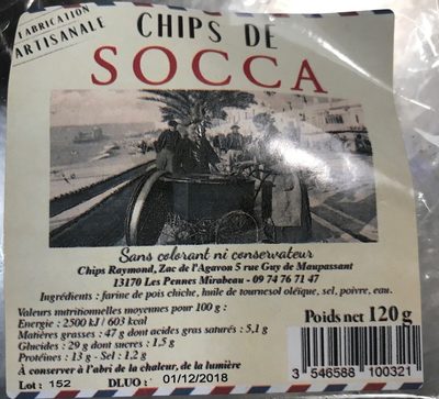 Chips de socca front packaging