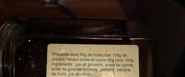 Gelée extra Groseille ingredients label
