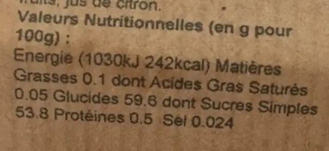 Gelée extra Groseille nutrition facts table