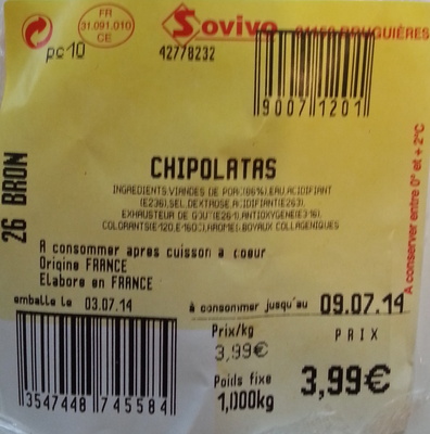 12 chipolatas front packaging