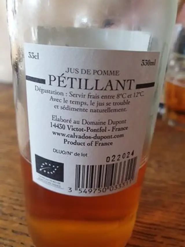 Pétillant Jus de pomme ingredients label