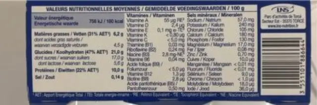 Le brassé nutrition facts table
