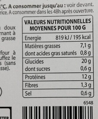Filets de Colin panure bio nutrition facts table
