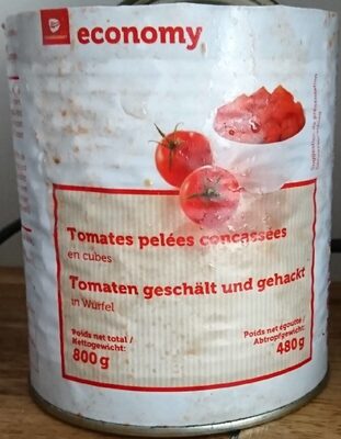 Tomates pelées concassé en cubes front packaging
